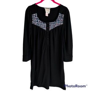 FLYING TOMATO Black Long Sleeve Ladies Casual Career Braided Neck Dress, L